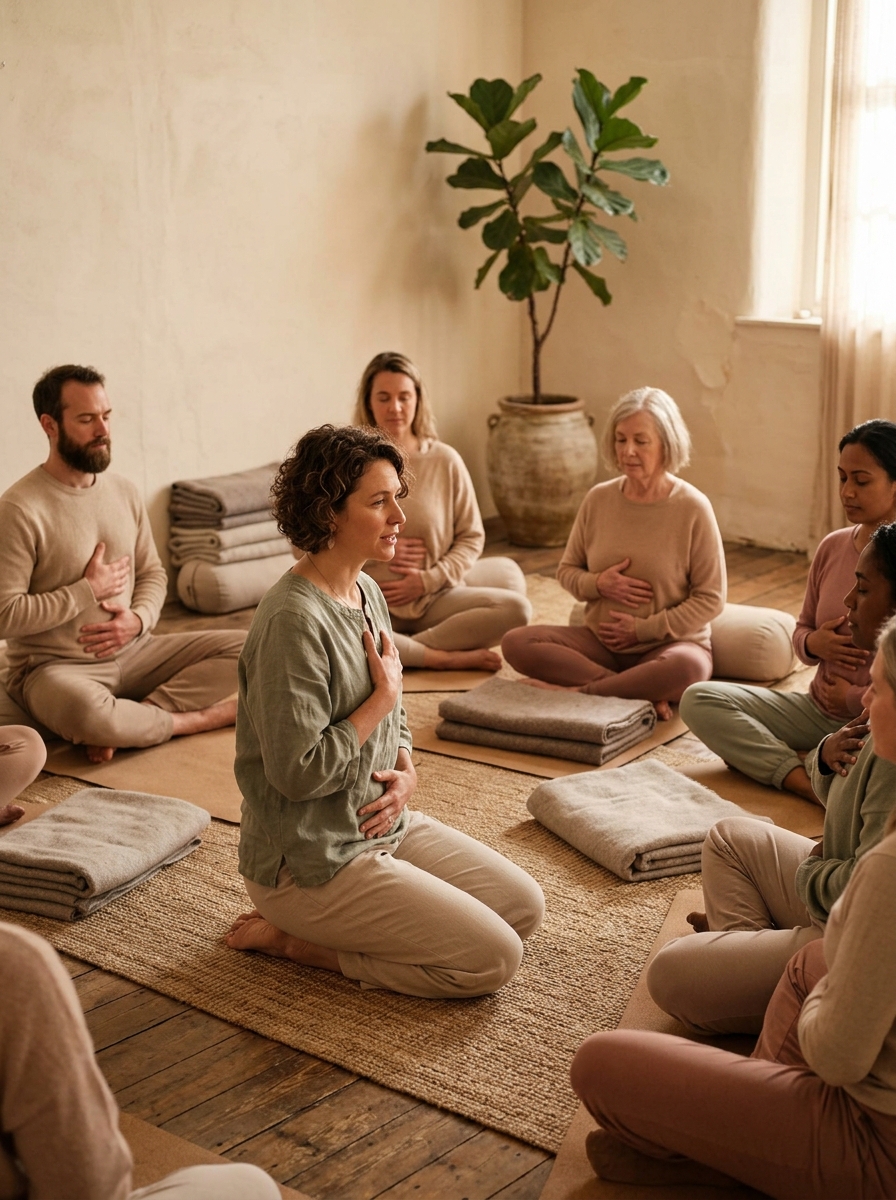 On-site in-person yoga, meditation, breathwork, and sound healing sessions led by certified facilitators