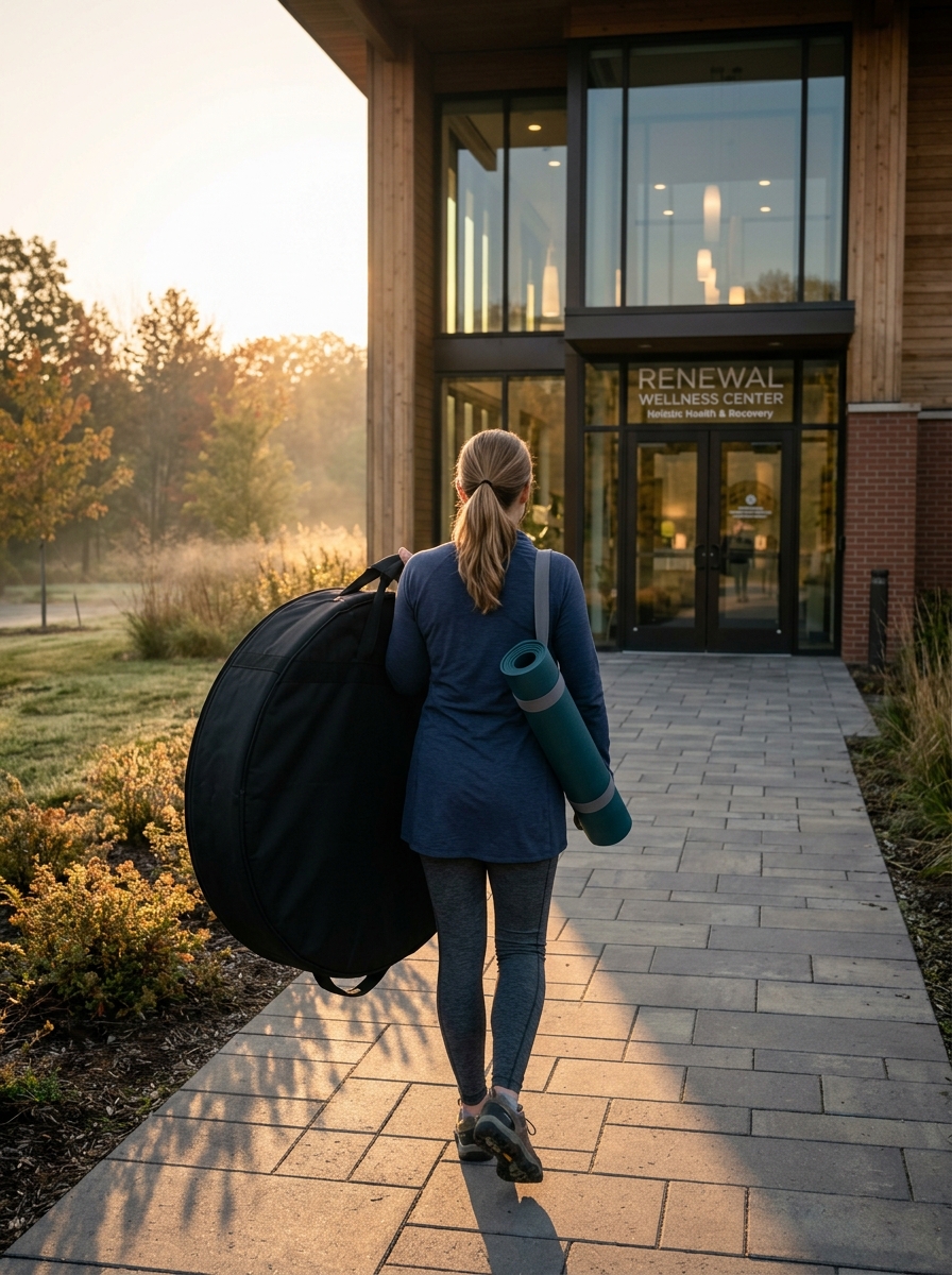 Practitioner arriving for a weekly experiential therapy session in rehab